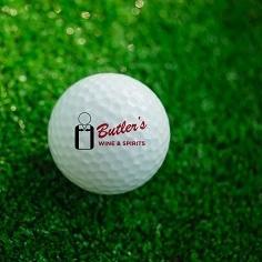 Golf ball printed with the Butler's Wine and Spirits logo